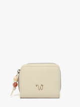 Camomille Pearl Compact Wallet Woomen Beige camomille pearl WCAE95