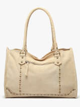 Leather Houston A4 Shoulder Bag Basilic pepper Beige houston BHOU31
