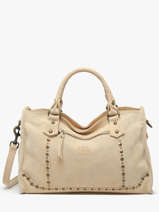 Handbag Houston A4 Leather Basilic pepper Beige houston BHOU22