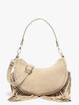 Sac Port� �paule Velvet Cuir Milano Beige velvet VE25064O