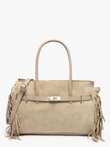Sac Port� �paule Velvet Cuir Milano Beige velvet VE25114