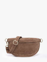 Sac Banane Cuir Milano Beige velvet VE25111