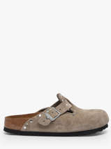 Slippers Boston Rivet In Leather Birkenstock Beige women 1030418