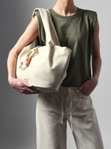 Shoulder Bag Woomen Beige camomille pearl WCAE07-vue-porte