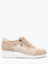 Sneakers Semelle Compens�e En Cuir Mephisto Beige women P5149187