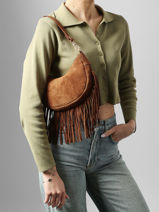 Shoulder Bag Velvet Leather Milano Brown velvet VE25064O-vue-porte