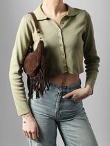 Shoulder Bag Velvet Leather Milano Brown velvet VE25064O-vue-porte