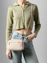 Shoulder Bag Velvet Leather Milano Pink velvet VE25115-vue-porte