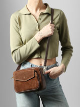 Shoulder Bag Velvet Caviar Leather Milano Brown velvet caviar VC25067-vue-porte