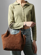 Shoulder Bag Velvet Caviar Leather Milano Brown velvet caviar VC241111-vue-porte