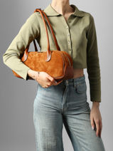 Shoulder Bag Velvet Caviar Leather Milano Brown velvet caviar VC25112-vue-porte