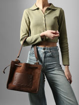 Satchel Velvet Caviar Leather Milano Brown velvet caviar VC25113-vue-porte