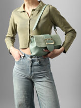 Sac Port� Main Velvet Caviar Cuir Milano Vert velvet caviar VC25114-vue-porte