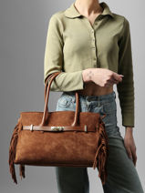 Sac Port� �paule Velvet Cuir Milano Marron velvet VE25114-vue-porte