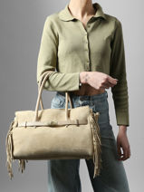 Shoulder Bag Velvet Leather Milano Beige velvet VE25114-vue-porte