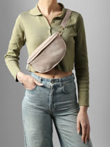 Sac Banane Cuir Milano Rose velvet VE25111-vue-porte