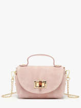 Sac Bandouli�re Velvet Cuir Milano Rose velvet VE24117