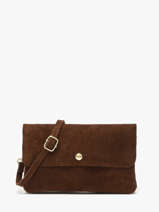 Leather Velvet Crossbody Bag Milano Brown velvet VE23067O