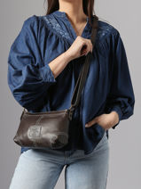 Shoulder Bag Seam Leather Basilic pepper Brown seam BSEA01-vue-porte