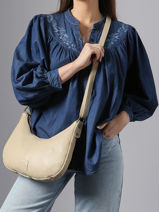 Shoulder Bag Seam Leather Basilic pepper Beige seam BSEA03-vue-porte