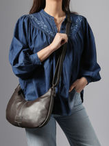 Shoulder Bag Seam Leather Basilic pepper Brown seam BSEA03-vue-porte