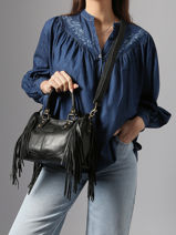 Sac Bandouli�re Dakota Cuir Basilic pepper Noir dakota BDAK72-vue-porte