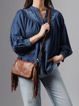 Sac Bandouli�re Dakota Cuir Basilic pepper Marron dakota BDAK43-vue-porte