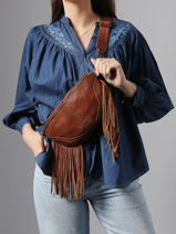 Belt Bag Leather Basilic pepper Brown dakota BDAK32-vue-porte