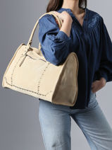 Leather Houston A4 Shoulder Bag Basilic pepper Beige houston BHOU31-vue-porte
