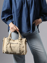 Shoulder Bag Houston Leather Basilic pepper Beige houston BHOU72-vue-porte
