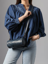 Shoulder Bag Cow Leather Basilic pepper Blue cow BCOW87-vue-porte