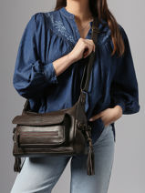 Shoulder Bag Cow Leather Basilic pepper Brown cow BCOW86-vue-porte