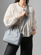 Cabas Zipp� S Jour Cuir Lancel Bleu jour A12995-vue-porte