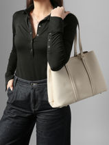 Shoulder Strap Satchel Grained Miniprix Beige grained A721-vue-porte