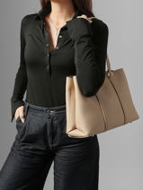 Shoulder Strap Satchel Grained Miniprix Beige grained A721-vue-porte
