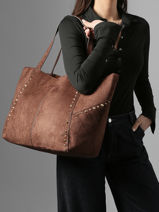 Shoulder Bag Velvet Miniprix Brown velvet M9457-vue-porte