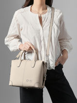 Leather Clark Satchel Nathan baume Beige drive 1-vue-porte