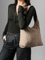 Shoulder Bag Leather Leather Biba Beige leather JAP2L-vue-porte