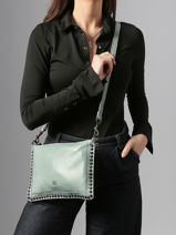 Leather Crossbody Bag Heritage Biba Blue heritage POR2L-vue-porte