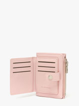 Coin Purse With Card Holder Saffiano Miniprix Pink saffiano F5012-vue-porte