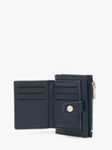 Coin Purse With Card Holder Saffiano Miniprix Blue saffiano F5012-vue-porte