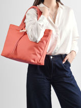 Longchamp Le roseau toile Sacs port� main Rose-vue-porte