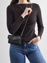 Sac Pochette Luna Cuir Avec Cha�nette Amovible Hexagona Noir luna 688422-vue-porte