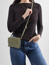 Leather Velvet Crossbody Bag Milano Green velvet VE23067O-vue-porte