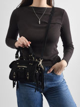Sac Bandouli�re Velvet Cuir Milano Noir velvet VE24092O-vue-porte