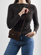 Leather Velvet Crossbody Bag Milano Brown velvet VE23067O-vue-porte