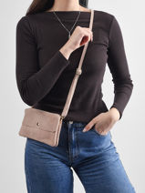 Leather Velvet Crossbody Bag Milano Pink velvet VE23067O-vue-porte