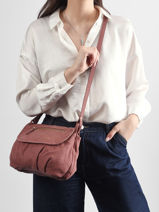 Sac Bandouli�re Jen Cuir Nat et nin Rose vintage JEN-vue-porte