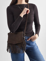 Shoulder Bag Velvet Leather Milano Brown velvet VE24115O-vue-porte