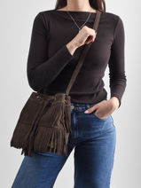 Crossbody Bag Velvet Leather Milano Brown velvet VE24116O-vue-porte